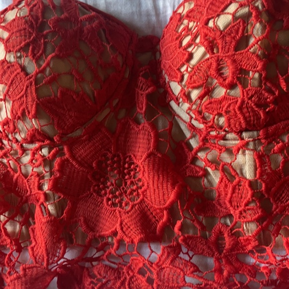 Champagne&Strawberry Lace Bustier Blood Orange, Sm - Picture 3 of 5